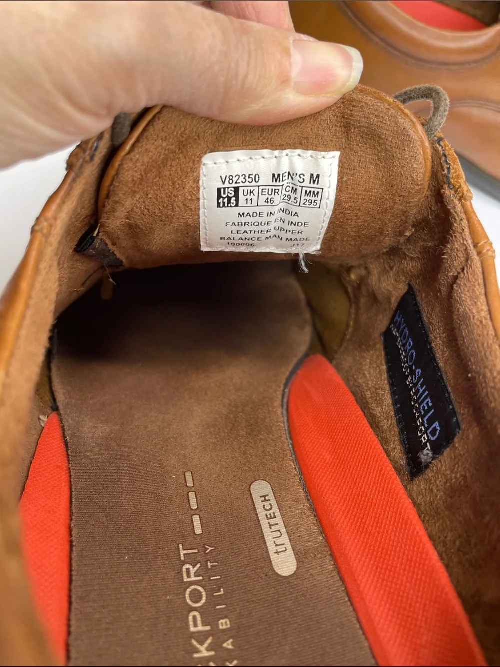 ROCKPORT Leather Apron Toe Slip Resistant Hydro Shield Waterproof Shoes 11.5